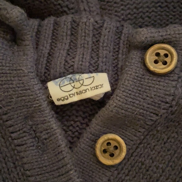 Knit Boys Hoodie Sweater ombré blue and neon green - Picture 2 of 4